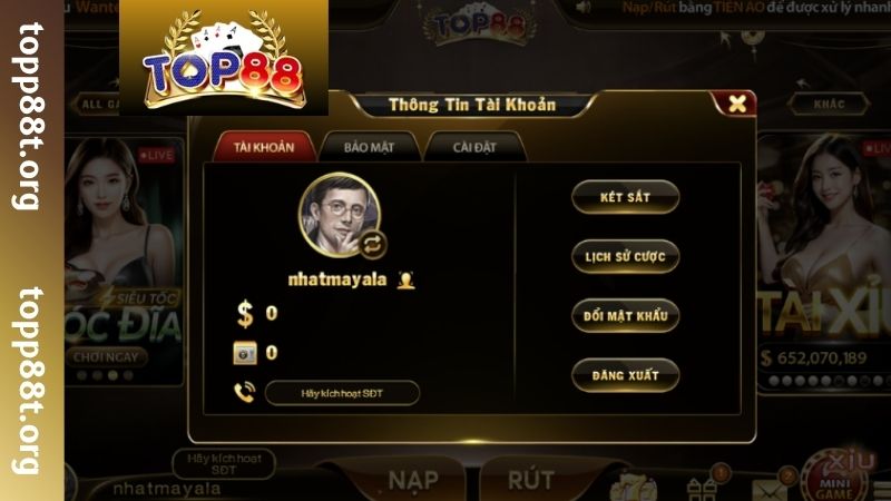 Hãy xác thực tài khoản trước khi rút tiền TOP88