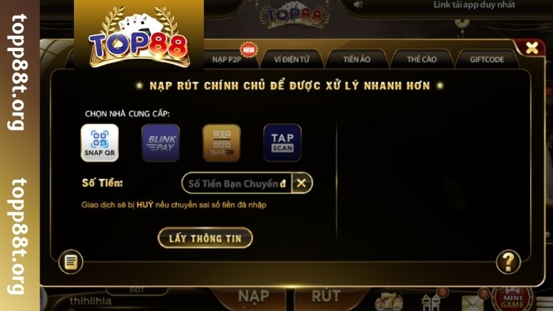 Khám phá các kênh nạp tiền TOP88 mới nhất hiện nay
