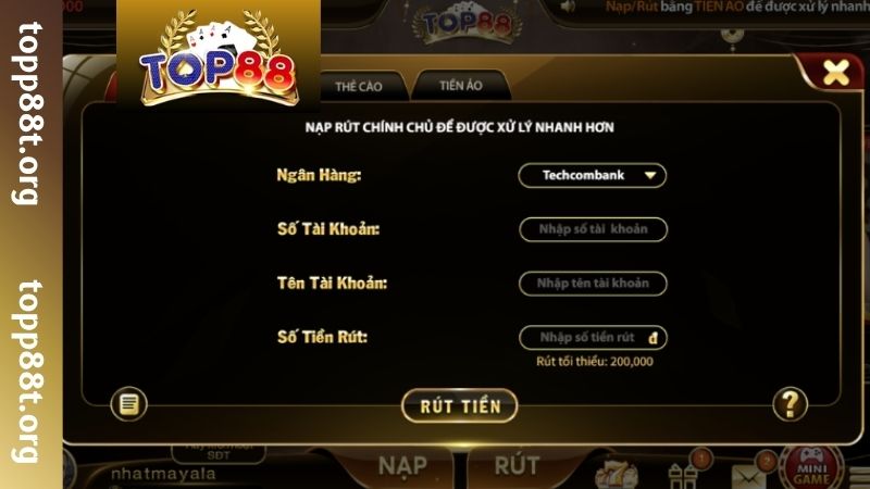 Tìm hiểu cách rút tiền TOP88 bằng từng phương thức